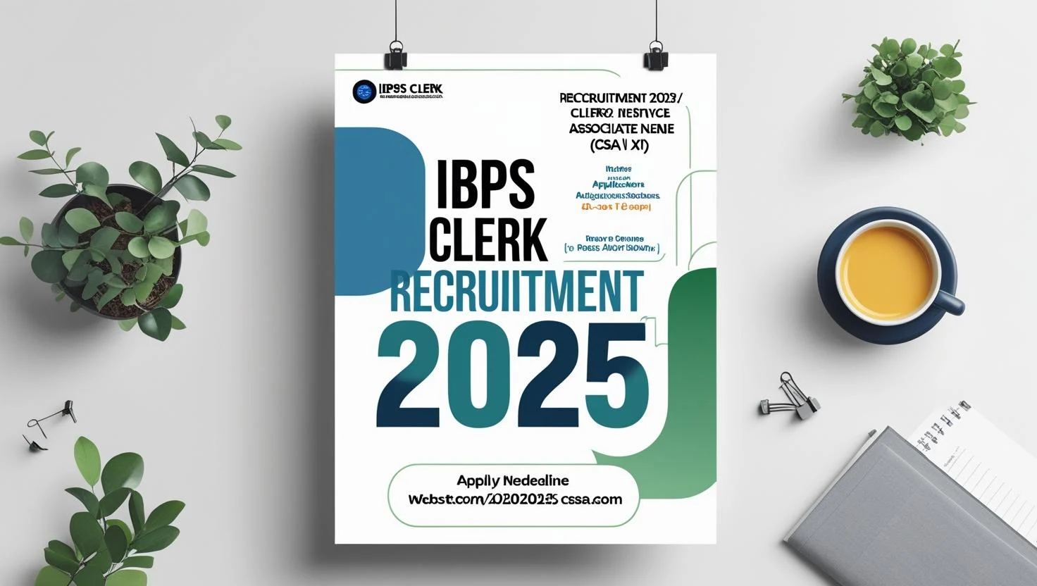 IBPS Clerk Recruitment 2025 (CRP CSA XV)_ Apply Online for Customer Service Associate (Clerk) Posts poster IBPS Clerk Recruitment 2025